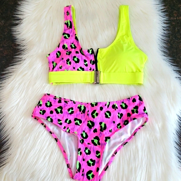 New Highwaisted Leopard Print Bikini Set Swimsuit - Picture 4 of 8